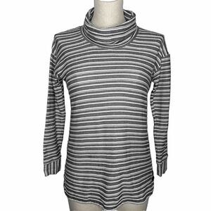 Talbots Cowl Neck Striped Top Pullover Black White Small P